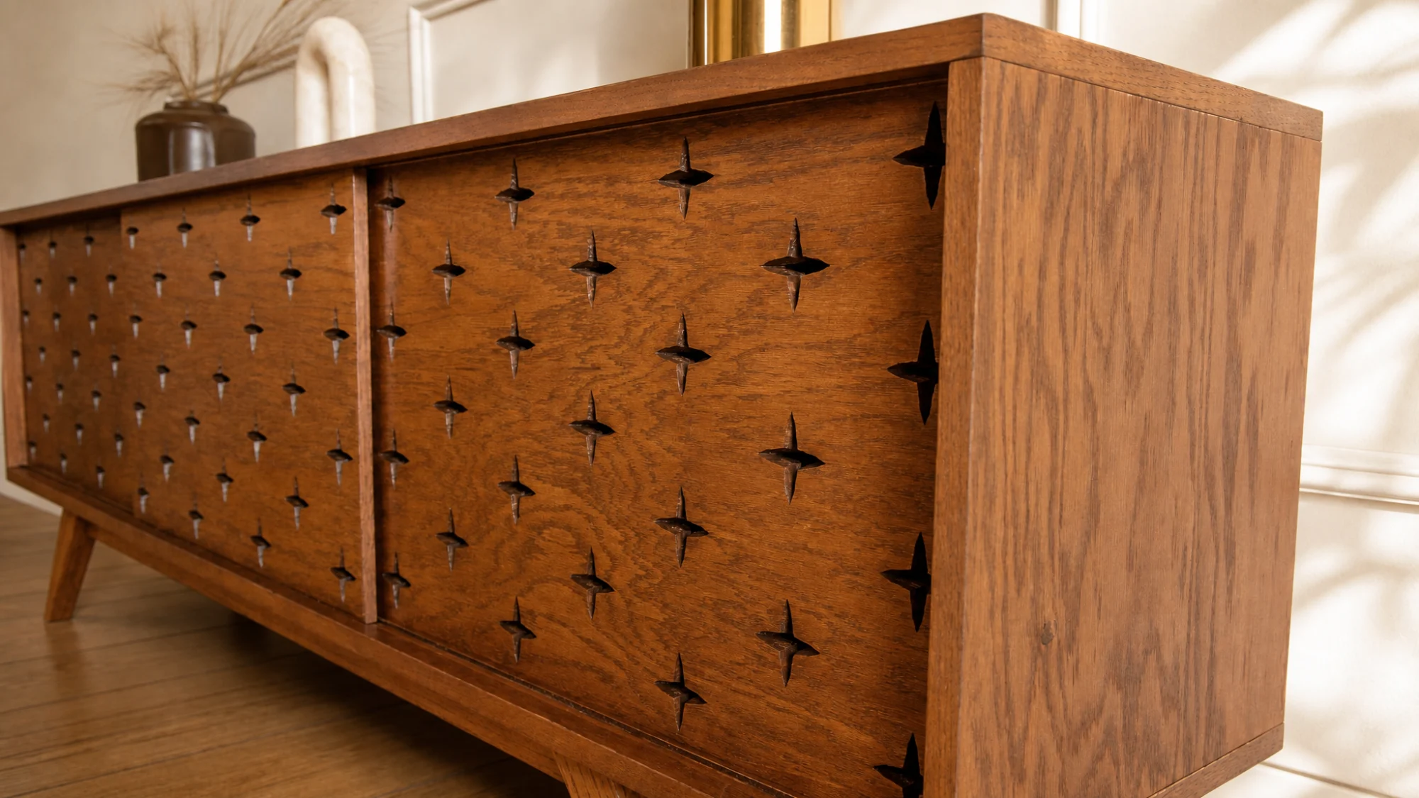 Mid Century Modern Star TV Console, Record Player Stand