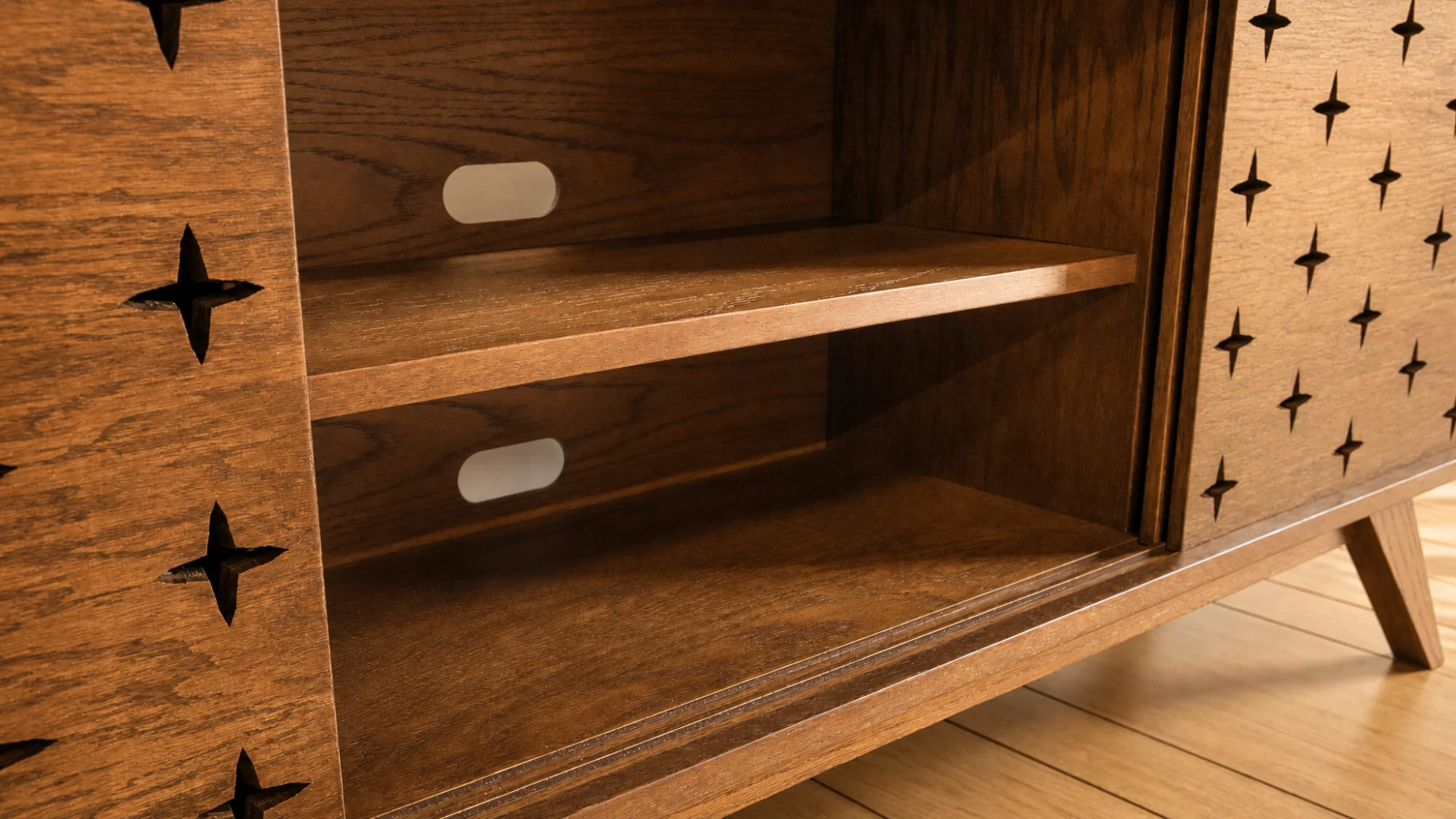 Mid Century Modern Star TV Console, Record Player Stand