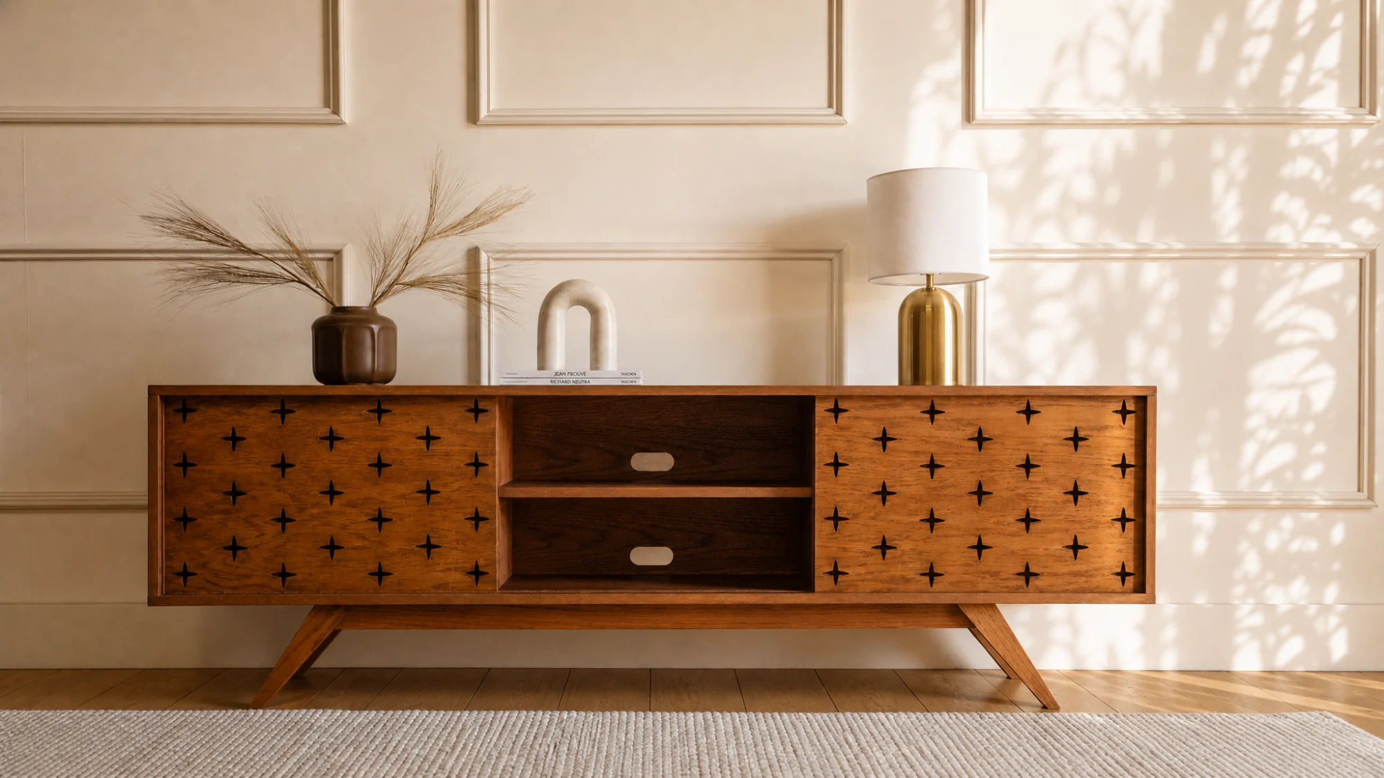 Mid Century Modern Star TV Console, Record Player Stand