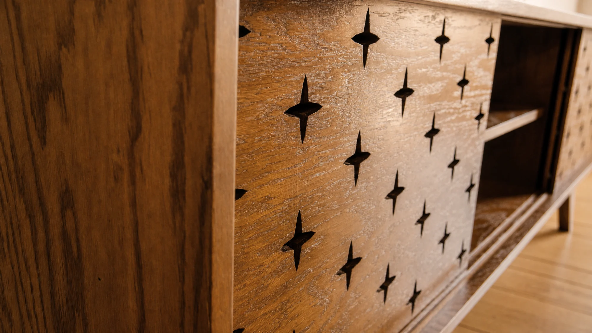 Mid Century Modern Star TV Console, Record Player Stand