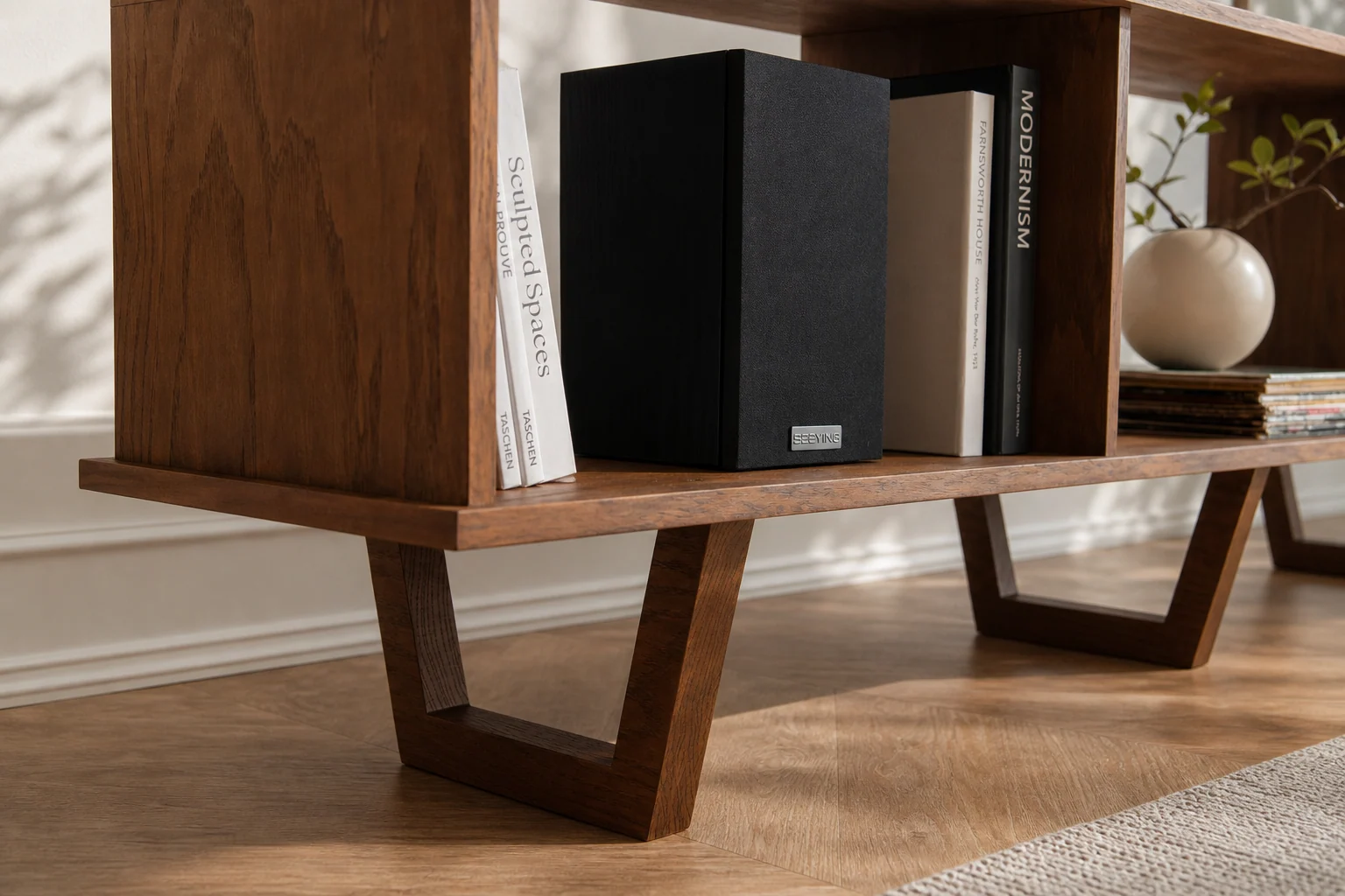 Red Oak Minimalist Record Player Stand