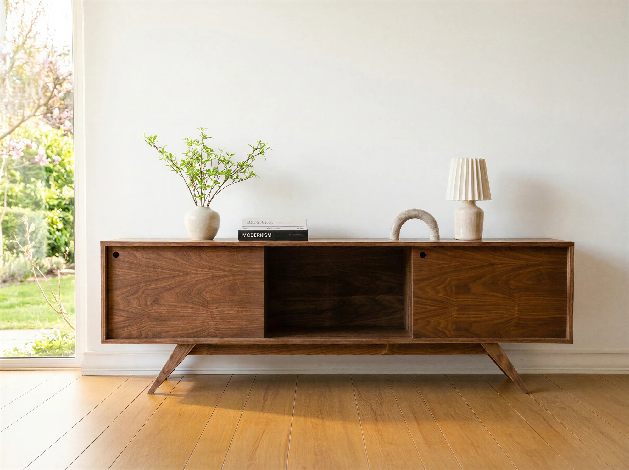 Mid Century Modern Walnut Record Player Stand