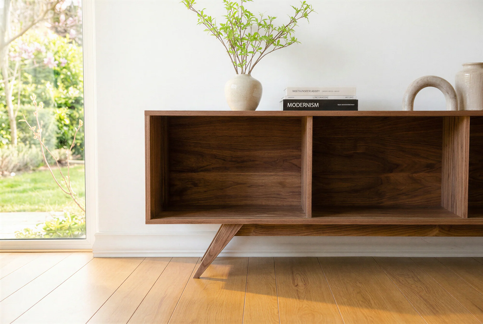 Mid Century Modern Walnut Record Player Stand