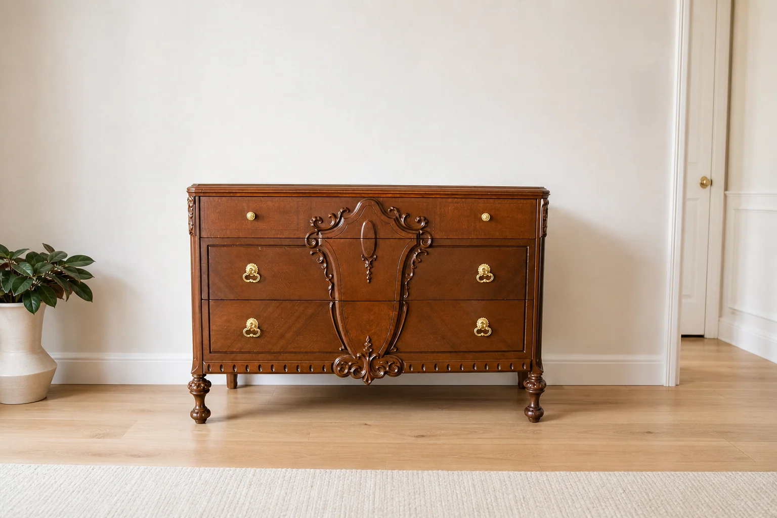 1800’s Restored Vintage Walnut 3 Drawer Dresser by Williamson Furniture Co.