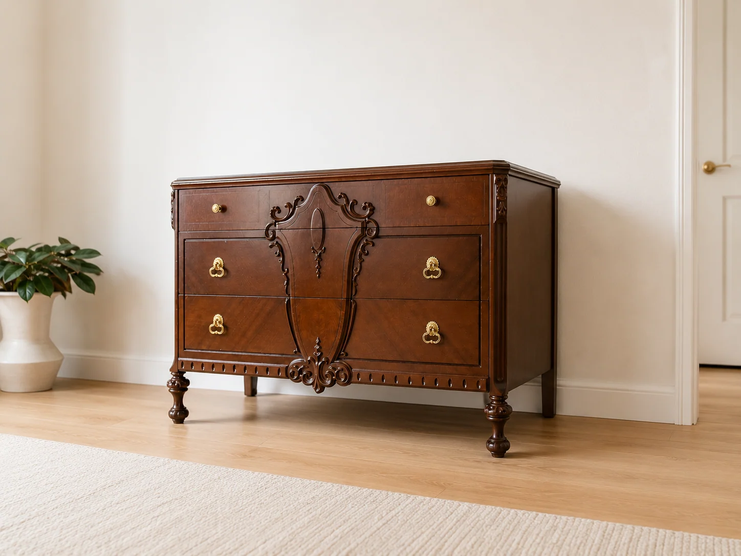 1800’s Restored Vintage Walnut 3 Drawer Dresser by Williamson Furniture Co.