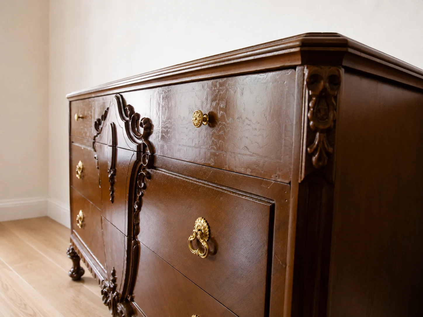 1800’s Restored Vintage Walnut 3 Drawer Dresser by Williamson Furniture Co.