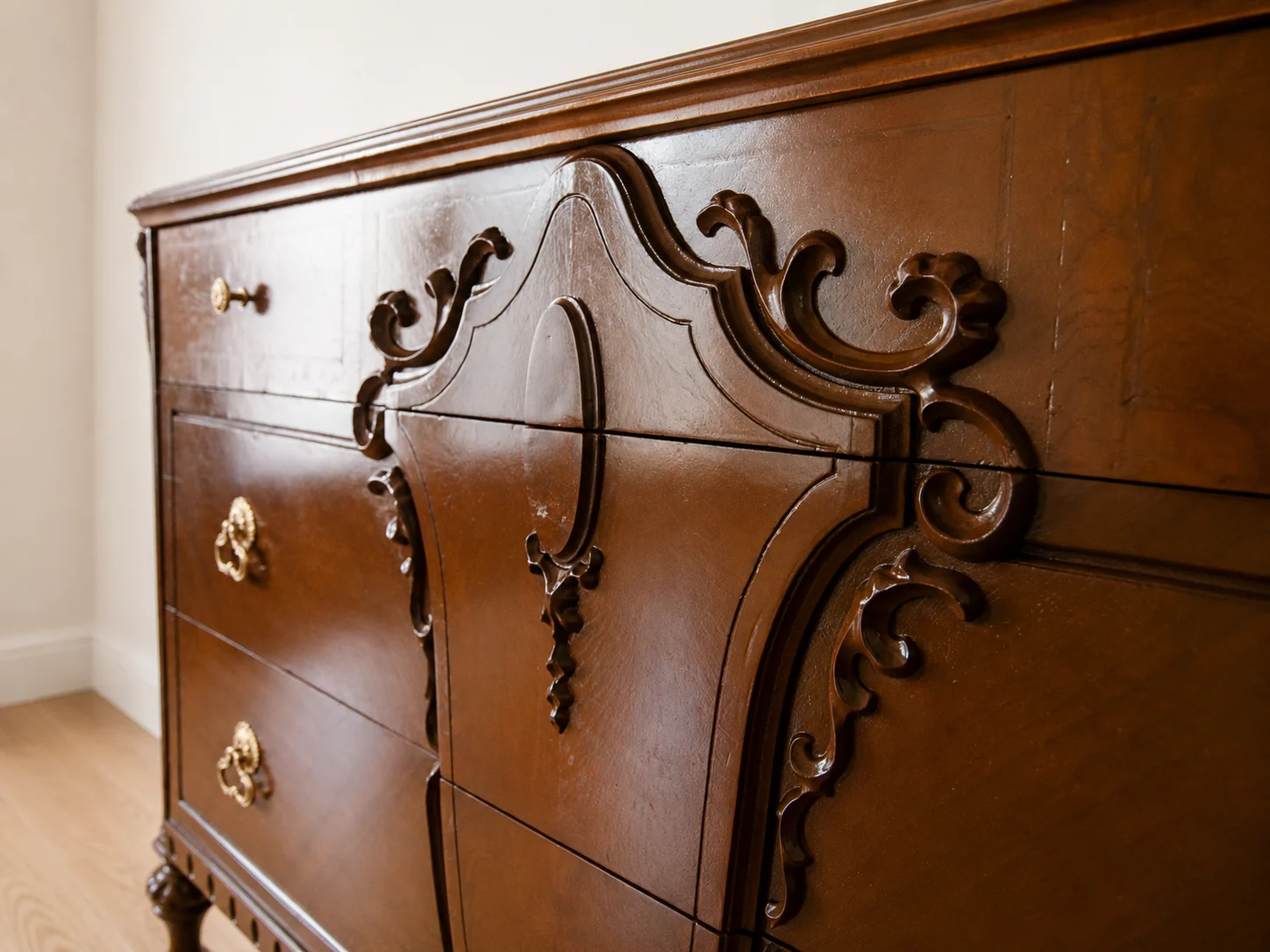 1800’s Restored Vintage Walnut 3 Drawer Dresser by Williamson Furniture Co.