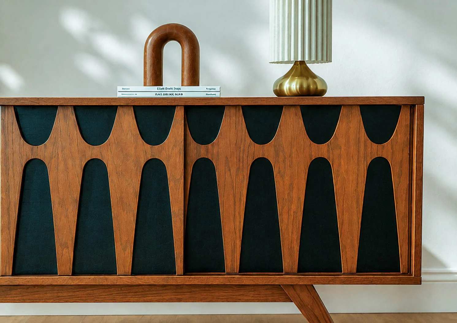 Brasilia Styled Red Oak TV Console Record Player Stand