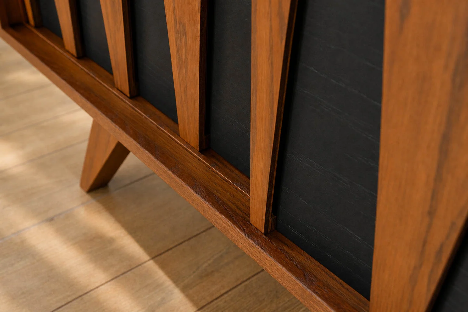 Brasilia Styled Red Oak TV Console Record Player Stand